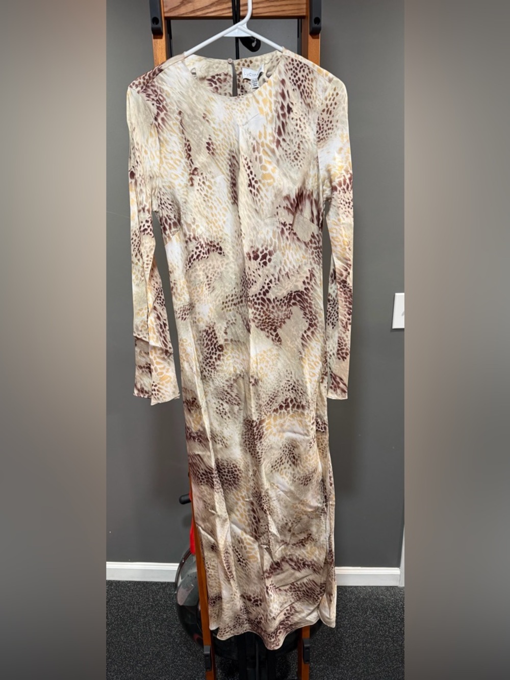 Lucy Paris Giovanna Bias Beige and Brown Snake-Print Maxi Dress - Picture 5 of 12